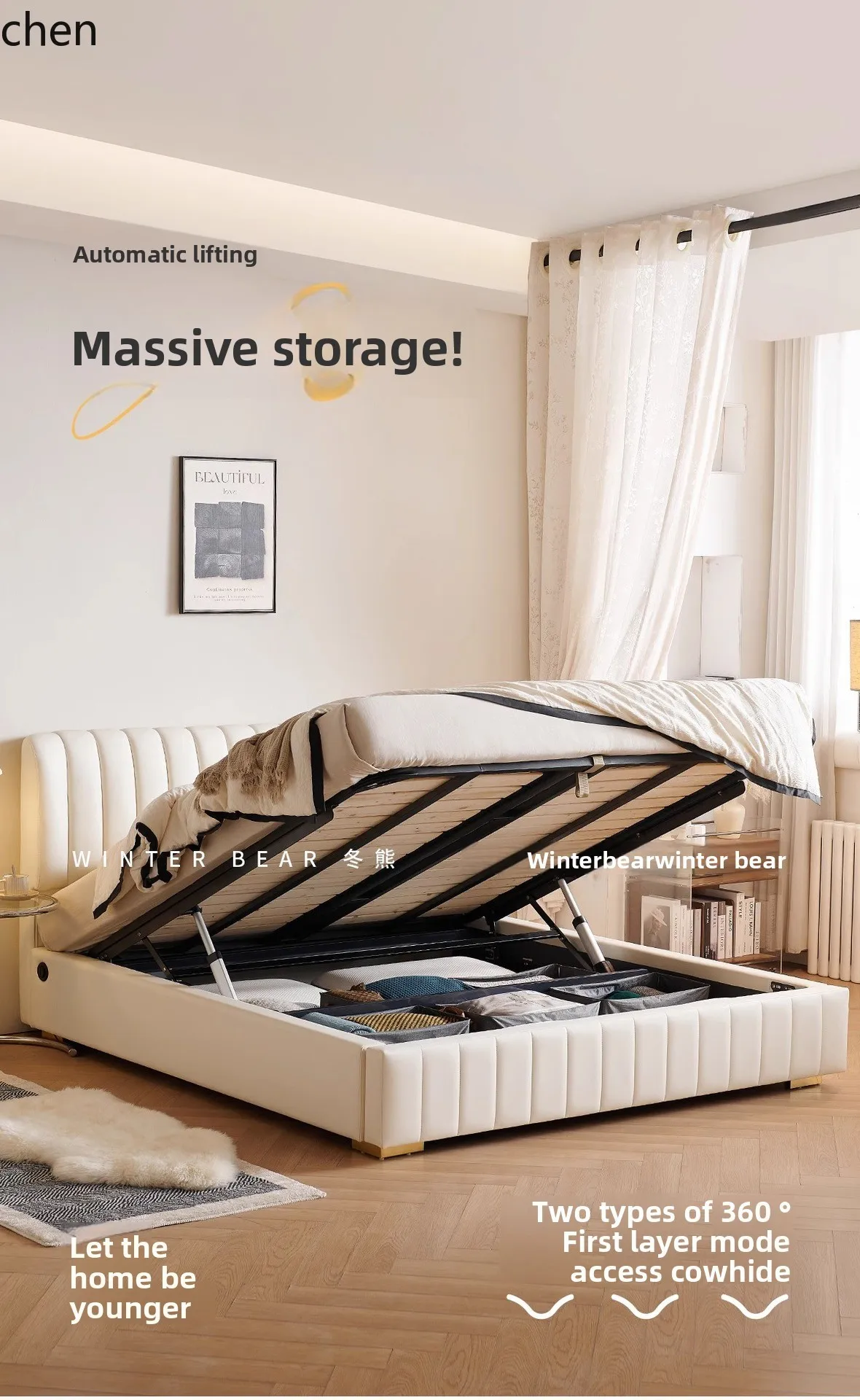 ZML Double Master Bedroom Wedding Bed Storage Multi-Functional Soft Pack Large Bed Leather Bed
