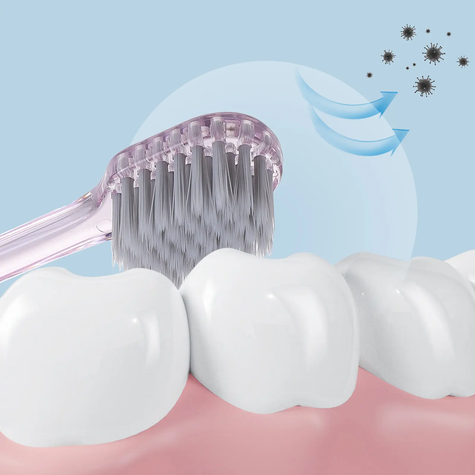 6Pcs Silver Ion Antibacterial Toothbrush Crystal Bristles Oral Care Deep Clean Teeth Cleaning Brush Travel Home Use
