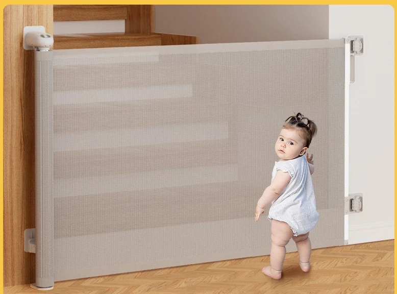 No Drill Pet Safety Gate Retractable Indoor Dog Fence for Doorways Stairs Kitchen Expandable Barrier for Pets and Children