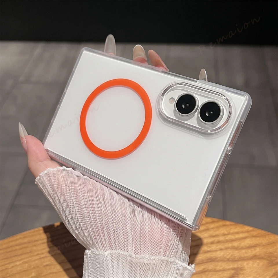 Luxury Clear Magnetic Phone Case For Samsung Galaxy Z Flip 8 Fold 8 7 6 Cute Official Matte Shockproof Cover For Z Fold8 Flip8