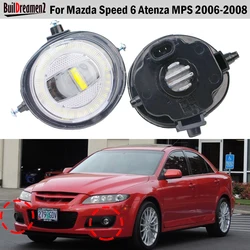 2 Pcs 30W Car Angel Eye LED Fog Light DRL Daylight 8000LM For Mazda Speed 6 Atenza MPS 2006 2007 2008 (High-Performance Version)