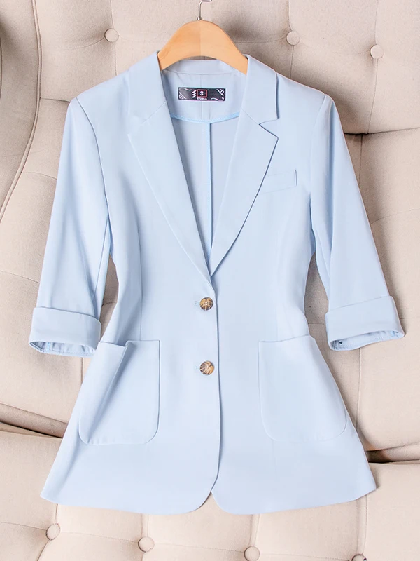 Elegant Professional Women's Suit Jacket Commute Friendly Pure Color Simple Stylish Commuter Style Polyester Fiber