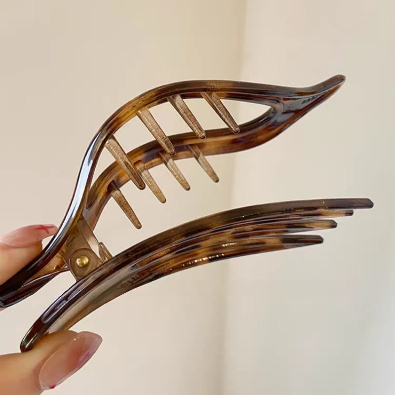 2pcs/3pcs New Large Hair Claw Clip Simple Bun Maker Duckbill Hair Clip for Ponytail Updo Leaf Shape Grab Hairclips for Women