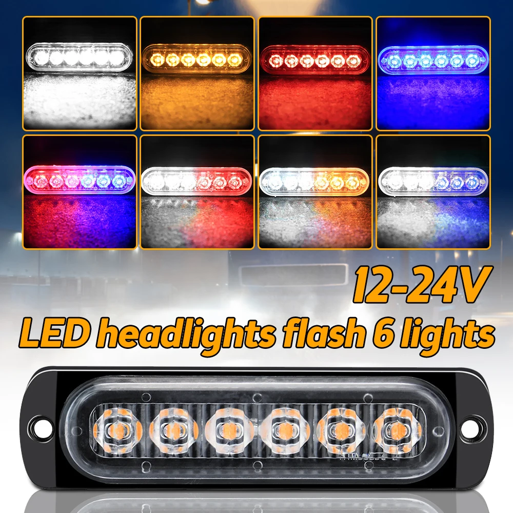 NEW 6LED Flash WARN LIGHT 12V 24V Car Led Strobe Warning Light police lights for car TRUCK strobe led light