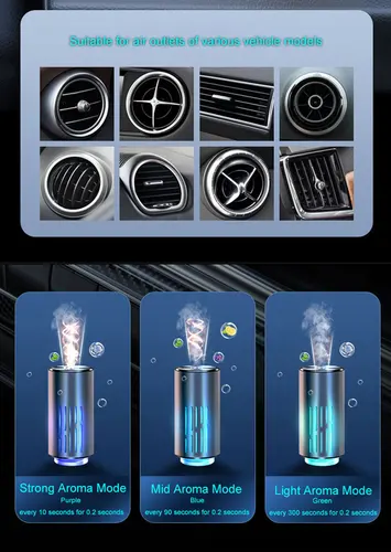 Imagen 2 del producto Difusor de aire eléctrico para coche, 6 aromas, humidificador de ventilación de aire aromático, ambientador de aromaterapia para eliminar olores, accesorios para coche