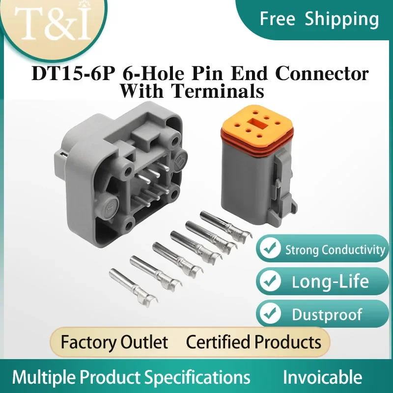 1/5/10/100Sets DT15-6P 6-hole DT Type Automobile Waterproof Male Female Butt Terminal Connector Socket Plug DT06-6S