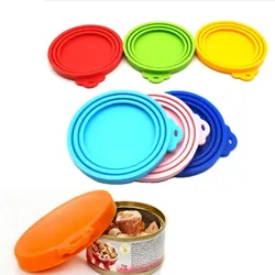 Reusable 3 in 1 Pet Food Can Silicone Cover Dogs Cats Storage Tin Cap Lid Seal Cover Pet Supplies Suitable for 8.5cm/7.5cm/6.5cm