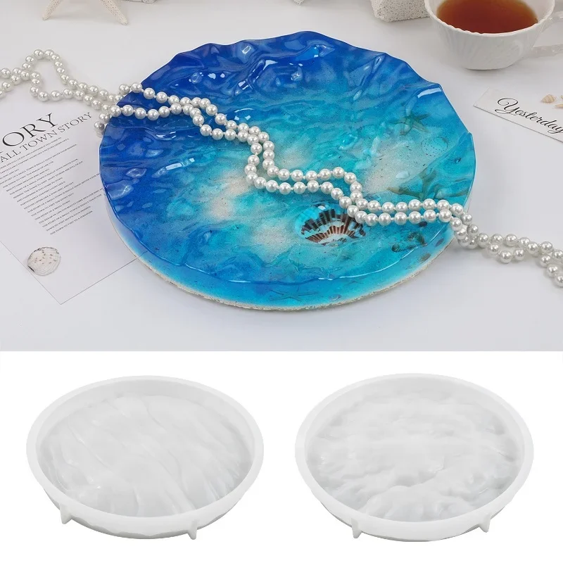 

DIY Crystal Epoxy Resin Ocean Sea Surface Wave Tray Fruit Plate Mirror Silicone Mold