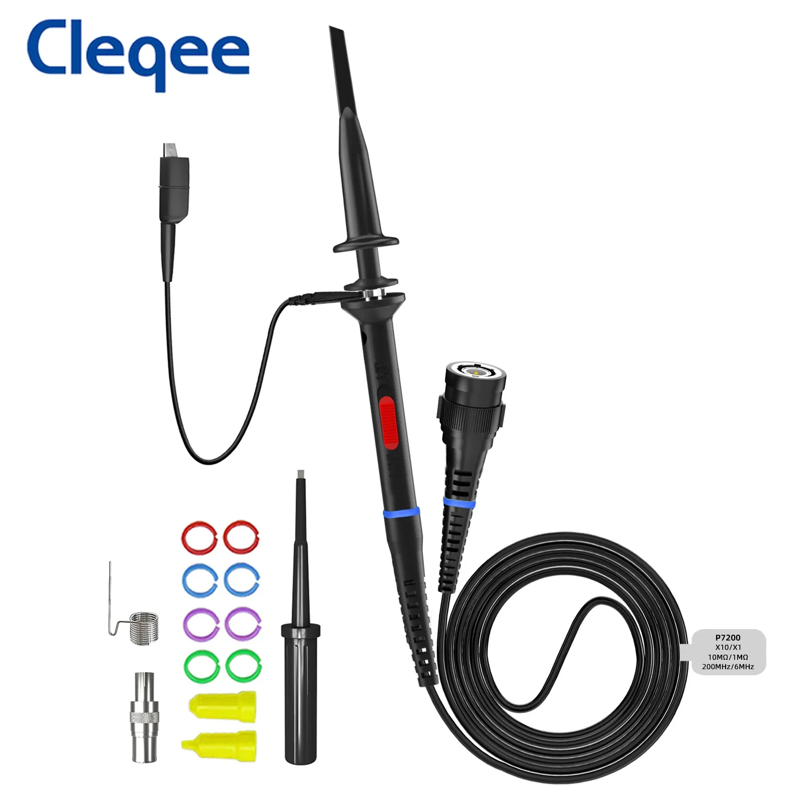 Cleqee P7300 300MHz Oscilloscope Probe BNC Protective Cap Safety BNC Plug Scope Probe X1/X10 DC-300MHz