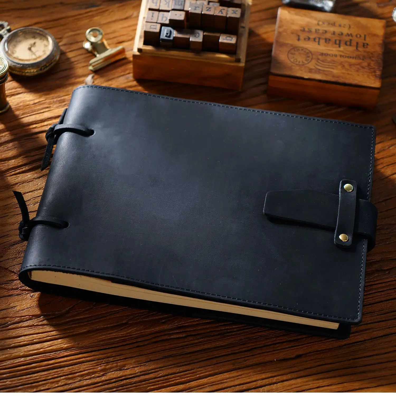 200 Pages Tying Handmade Sketchbook Cowhide Cover Vintage Craft Paper Notebook Creative Notebook Diary Gift