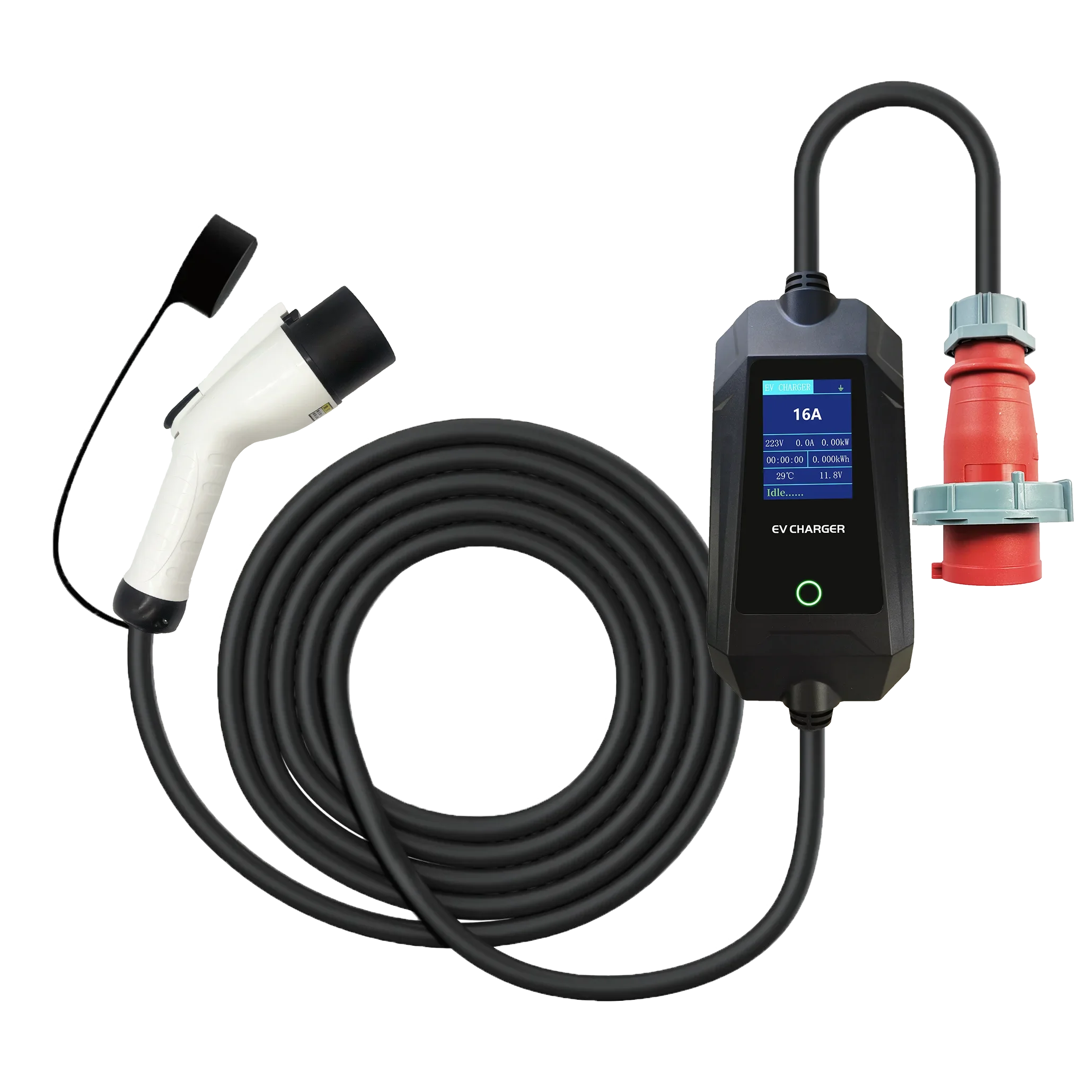 

11KW ev charger level 2 for GBT car EVSE 16A home EV connector with Red CEE charging cable portable GBT car charger