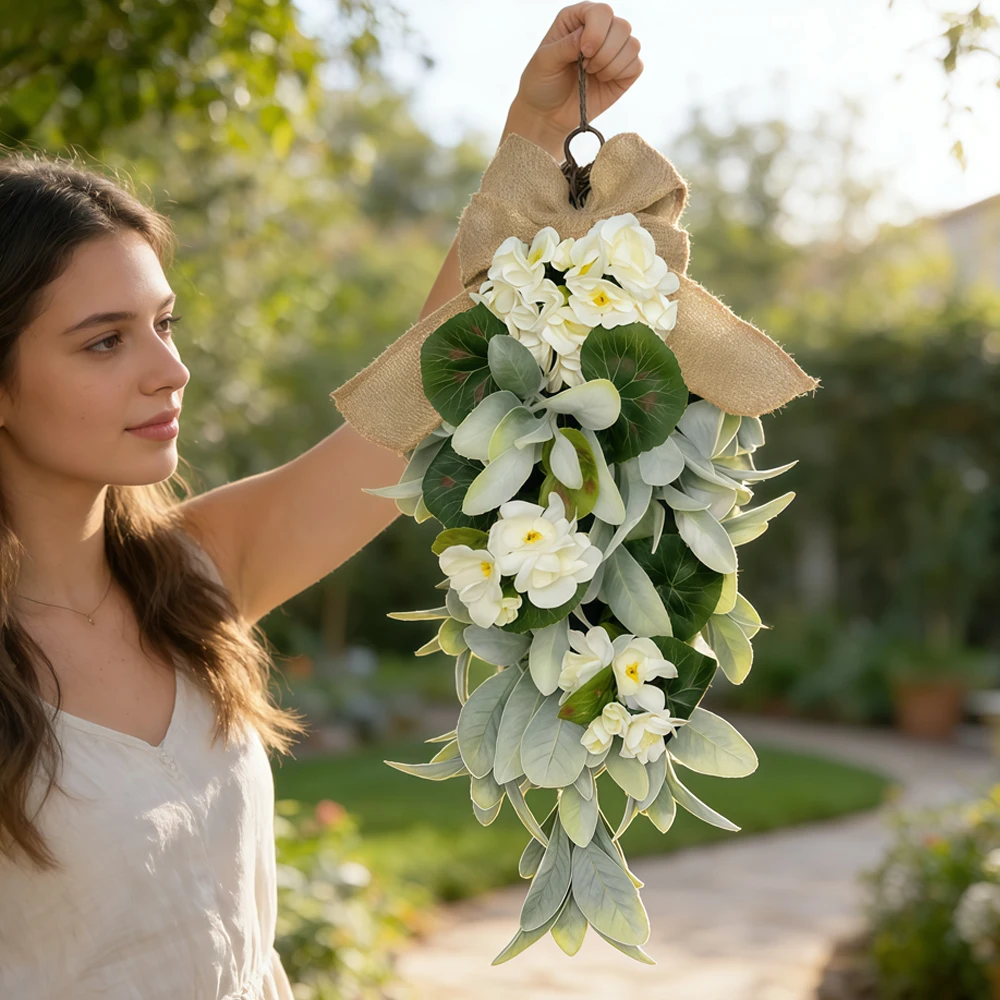 

Artificial Flower Wreath, Spring Garland Door Hanger for Home Porch & Dining Room Decor