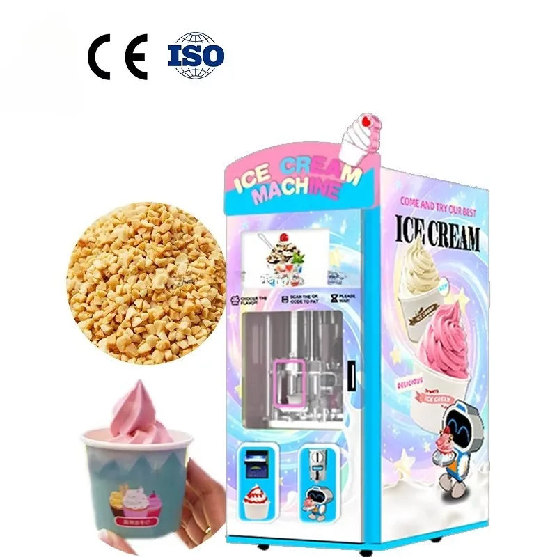 220V Smart Robot Vending Machine Large Capacity 4G Card Cash Coin System Sale for Ice Cream Soft Serve Coin Dispenser