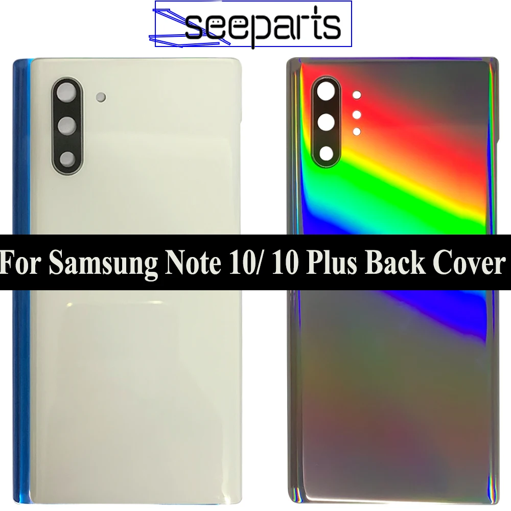 

For Samsung Galsxy Note 10 Plus Back Glass Battery Cover Rear Glass Door Housing Panel Repair Note10 + Battery Cover With Lens