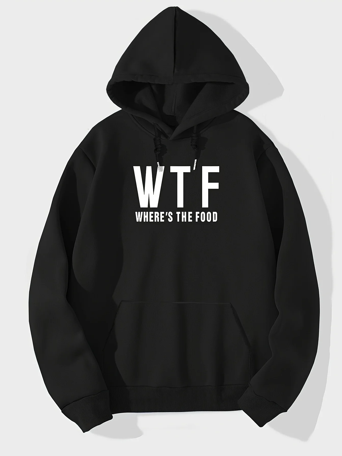 

Letter Print Drawstring Hoodie with Casual Sleeve Solid Color Slightly Stretch Pullover Hooded Sweatshirt for Spring Fall