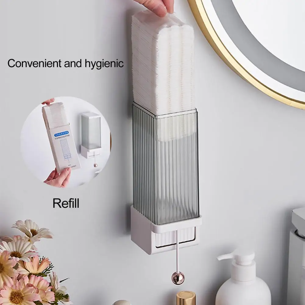 Waterproof Dustproof Cotton Pad Dispenser Wall-mounted Cotton Pad Dispenser Makeup Removal Cotton Holder for Bathroom