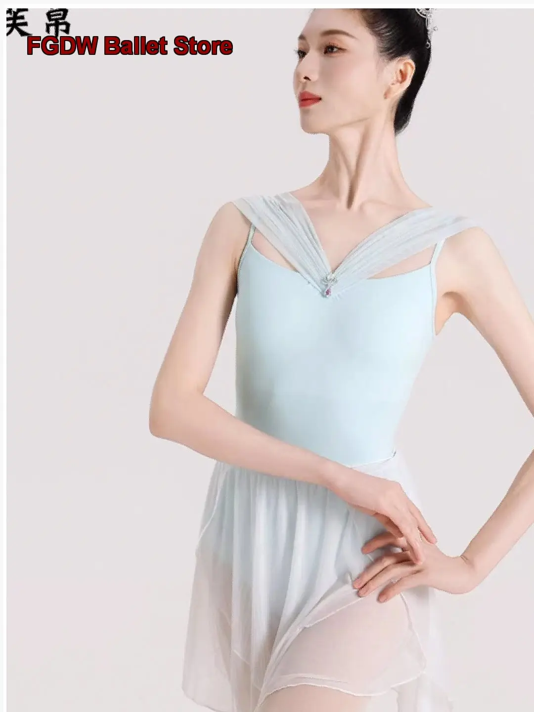 Women's French Camisole Lace Patchwork Unitard Art Exam Basic Training Gymnastics Leotard Practice Leotard