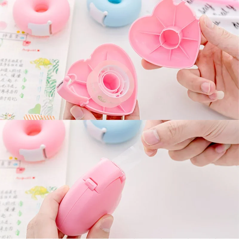 Creative Love Heart Tape Dispenser Kawaii Donuts Tape Cutter Washi Tape Holder Korean Stationery School Office Desk Organizer