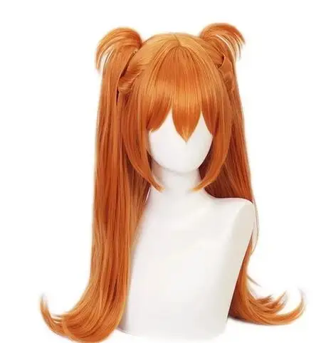 Anime Asuka Langley Soryu Long Orange Straight Cosplay Wig Heat Resistant Costume Synthetic Hair Women Headwear