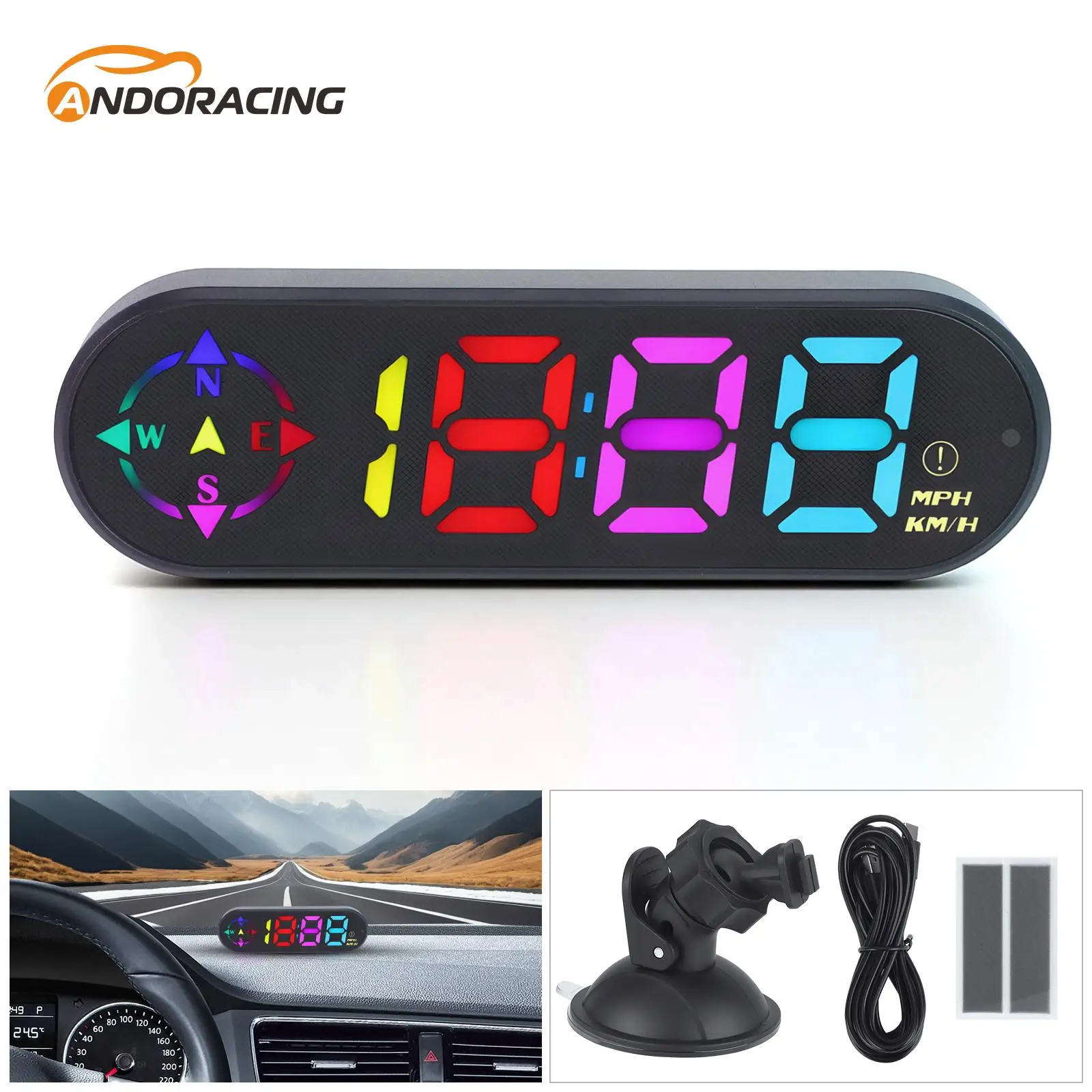 5V Car Head-up Display GPS Digital Speedometer KMH MPH with LED Display Clock Function Overspeed Alarm HUD For Car Truck SUV RV