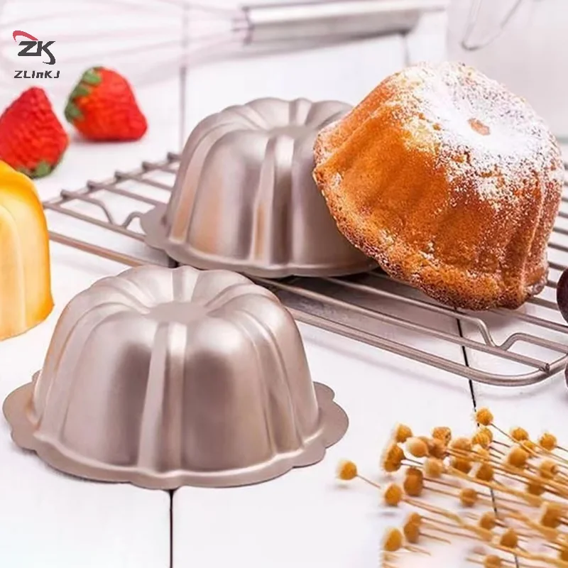 1pc 4inch Mini Cake Pan Nonstick Fluted Baking Mold Carbon Steel Flower Shape Tube Pan For Brownie Cupcake Pudding Muffin