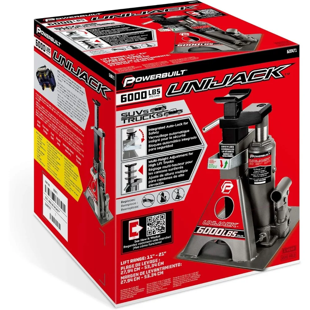 3-Ton All-in-One Car Jack & Stand, 6000lb Capacity, Wide Base for SUVs/Trucks/RVs