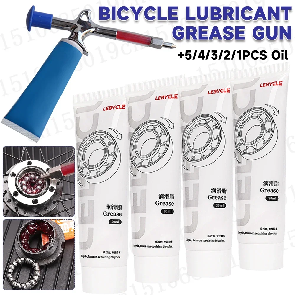 6-1pcs Bicycle Grease Lubricant with Oiling Tool Bike Oil Hub Bottom Bracket Headset Fork Flywheel Ball Bearing Grease set