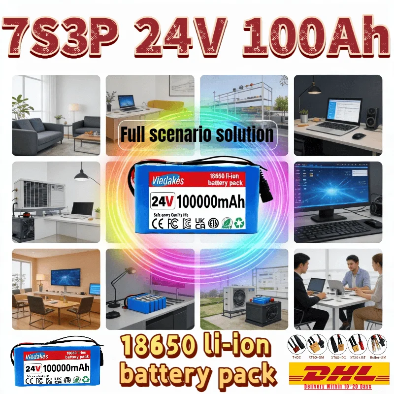 

7S3P24V100000mAh High-Capacity 18650 Lithium Battery Heat-Resistant Explosion-Proof,Solar-Compatible Power for RV Camping Travel