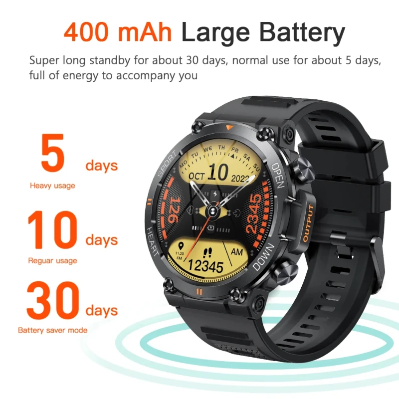 New 1.39 inch Men's Bluetooth Call Smart Watch Sports Fitness Tracker Heart Monitor Smartwatch For Android IOS 400mAh