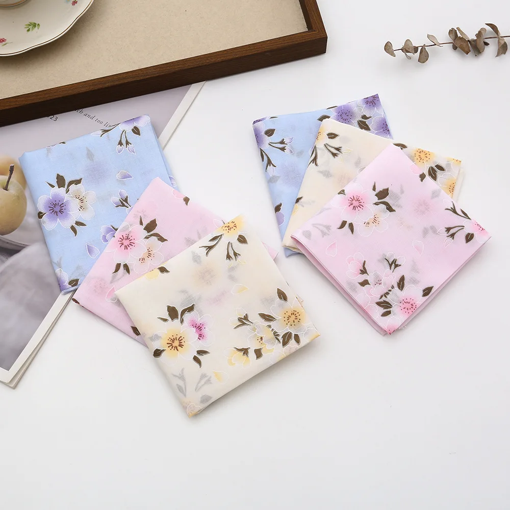 Pure Cotton Handkerchief for Ladies 44cm, Thin Comfortable Absorbent Hanky Portable Square Cloth with Premium Gift Box