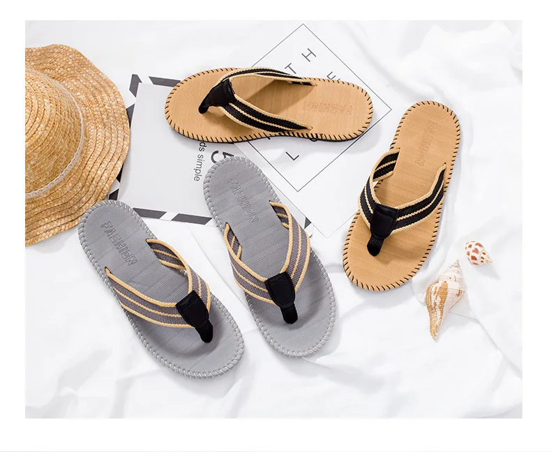 Ein Paar Herren-Slipper, flache Outdoor-Strand-Flip-Flops, lässige Frühlings- und Sommer-Slipper, rutschfeste Herren-Hausschuhe für drinnen, S – Detail 5