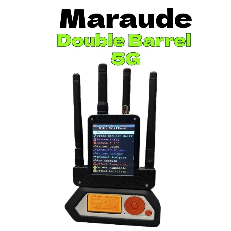Nouveau ESP32 Marauder - Double Barrel 5G/Marauder, compatible avec Flipper, déauthentification 5G, subghz, GPS, batterie intégrée