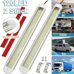 12-85V Super Bright Led Compartment Light Three Rows 120 Beads Cab Reading Light Four Curved Aluminum Shell Trunk Light