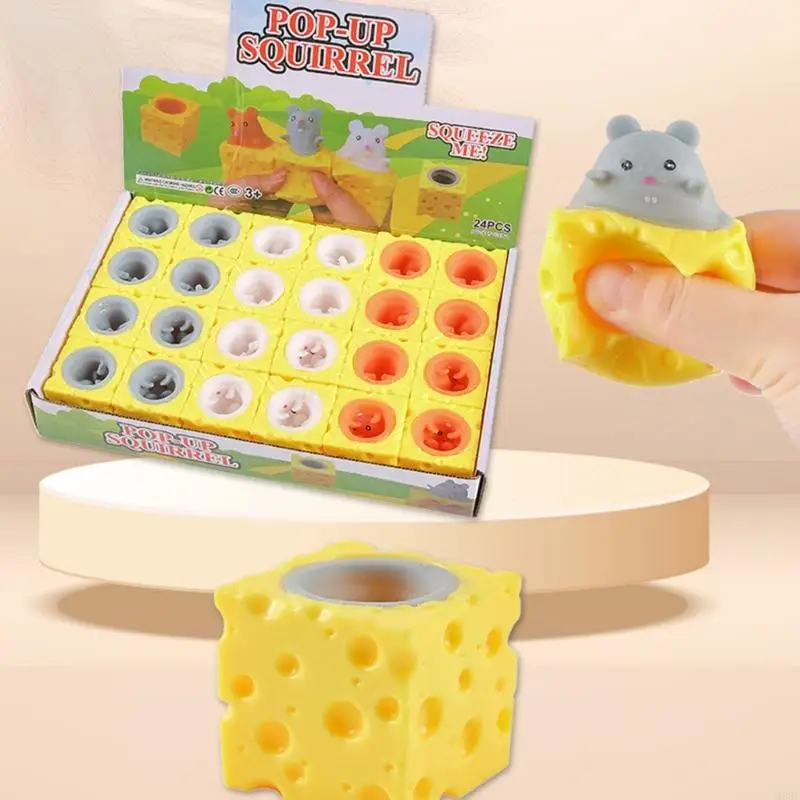M89C Soft TPR Cheese Mouse Squeeze jouet pour le soulagement du stress Playme Sensory les âges