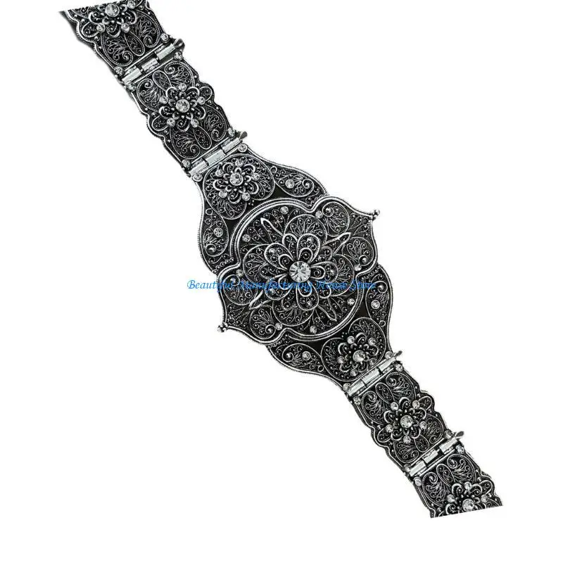 

E56A Elegant Antique Waist Chain Body Jewelry Decorative Waist Sash Retro Crystal