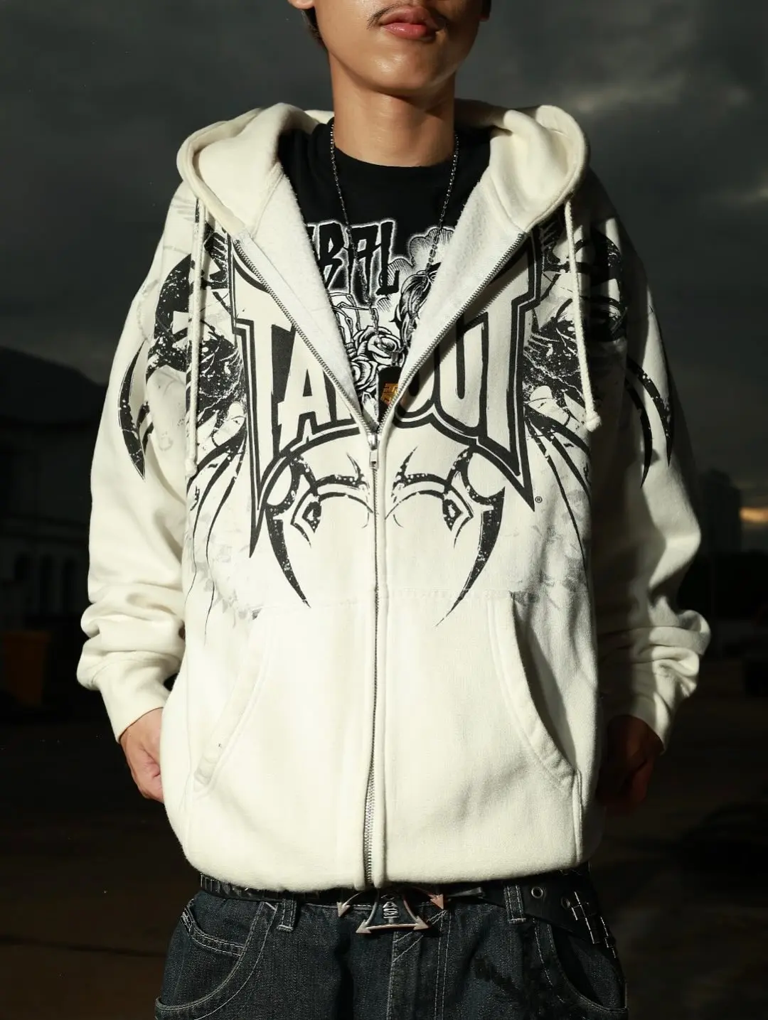 

Винтажная толстовка на молнии с графическим рисунком Tapout Y2K, женская и мужская уличная одежда в стиле хип-хоп, толстовка большого размера с надписью, куртка, одежда