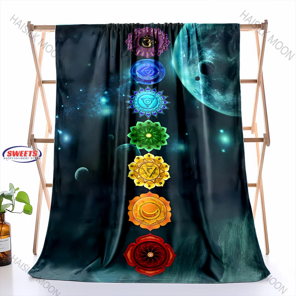 Rainbow 7 Chakra Mandala Bohemia Blankets for Couch Chair Sofa, Soft Blankets for Women Men, Room Decor Blanket for All Seasons