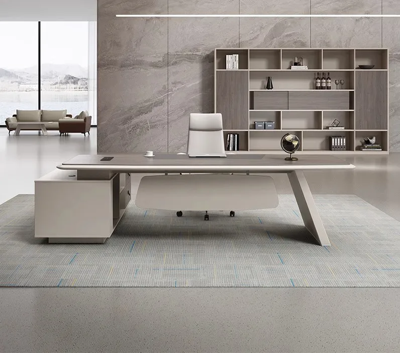 

Популярный современный деревянный L-образный офисный стол класса люкс (для руководителей), на заказ, фабрика Фошань