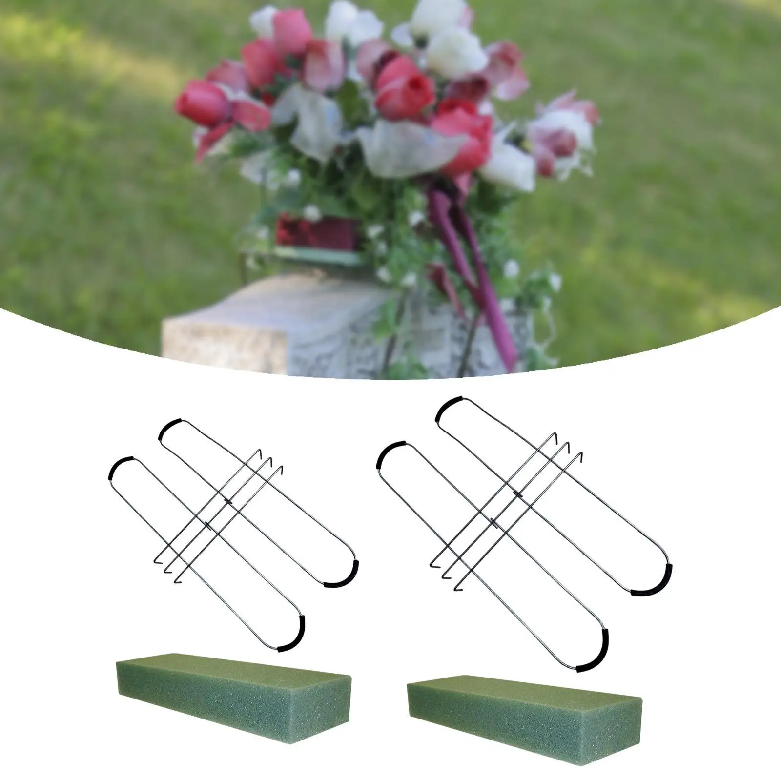 

Седло с головным камнем и цветочной пеной, железное гибкое практичное седло для надгробия, украшение для сада, лужайки, патио, свадебного двора