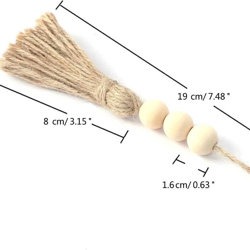 Confezione da 4 nappe, perline legno, ghirlande, decorazioni decorative per in cotone A0KF