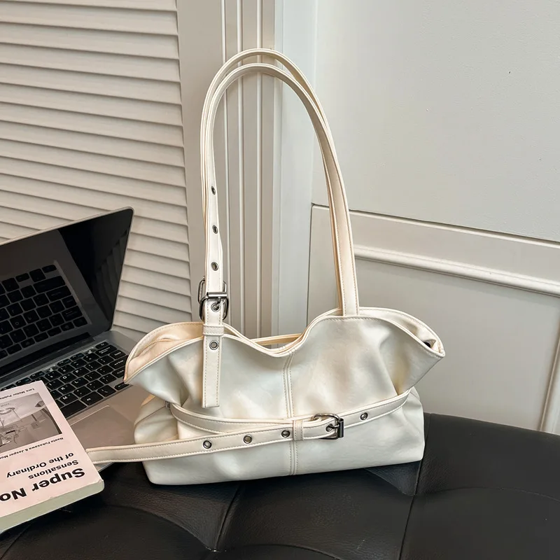 

PU Shoulder Bag Solid Color Bag Body Design with Adjustable Shoulder Strap Fashionable Versatile Large Capacity Armpit Bag