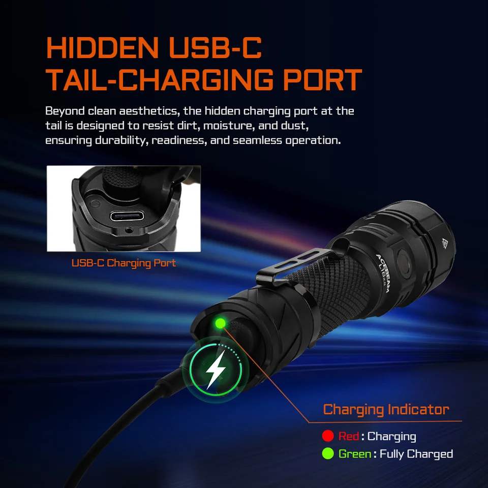 ACEBEAM L16 2.0 3000LM Tactical Flashlight 713M Range