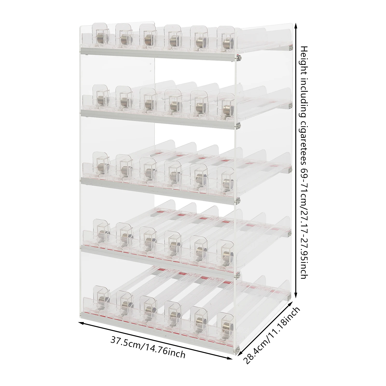 

5 Tiers Cigarette Display Rack 6 Columns Wide, 10 Packs Deep, Clear Cigarette Display Rack, Cigarette Display Rack Suitable For Retail Or Home Use