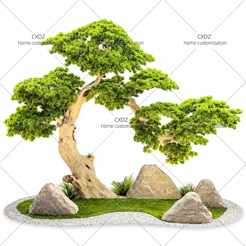 Simulated Welcome Pine Tree Artificial Green Plant for Hotel Lobby Staircase Ornament Indoor Landscaping Decoration Fake Tree