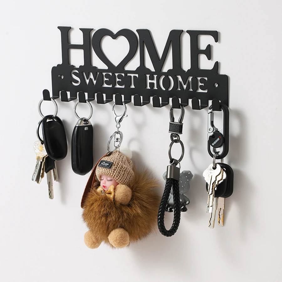 Black Wall Mounted Key Holder Storage Rack