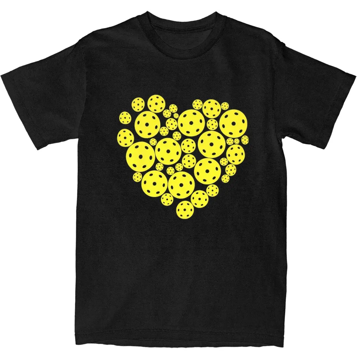 Men Women Pickleball Yellow Heart Player Shirt Apparel Creative Pure Cotton Paddle Ball Sport T Shirt Tee Clothing New Arrival