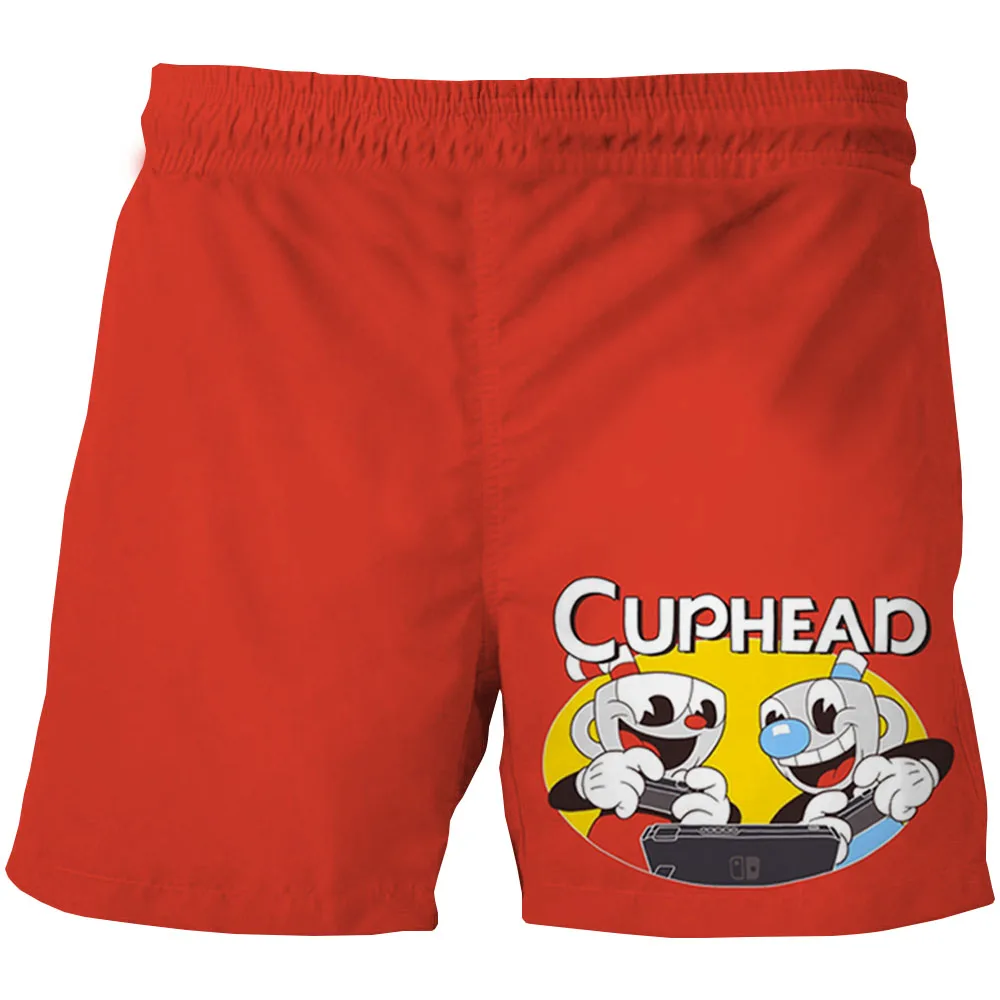 3D Print Fashion Children's Cartoon Cuphead Game Swimming Shorts kids Summer Beachwear Loose Swim Trunks Swimsuits Beach Shorts