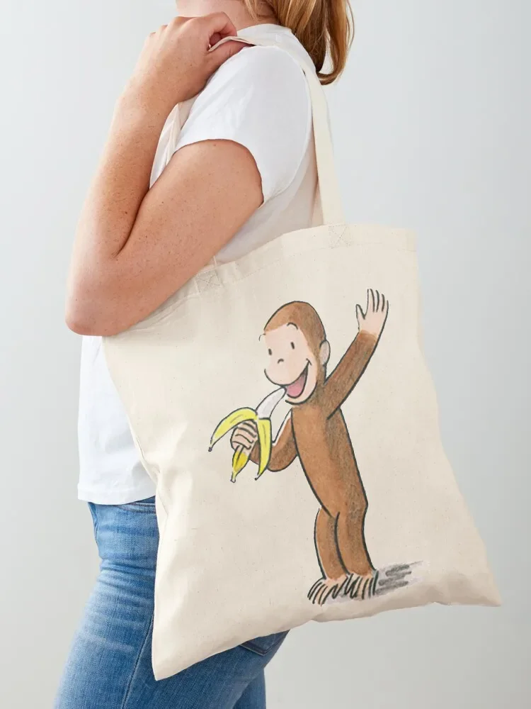 

Curious George eating a banana. Tote Bag cute tote bag Eco bag handbag Reusable bags