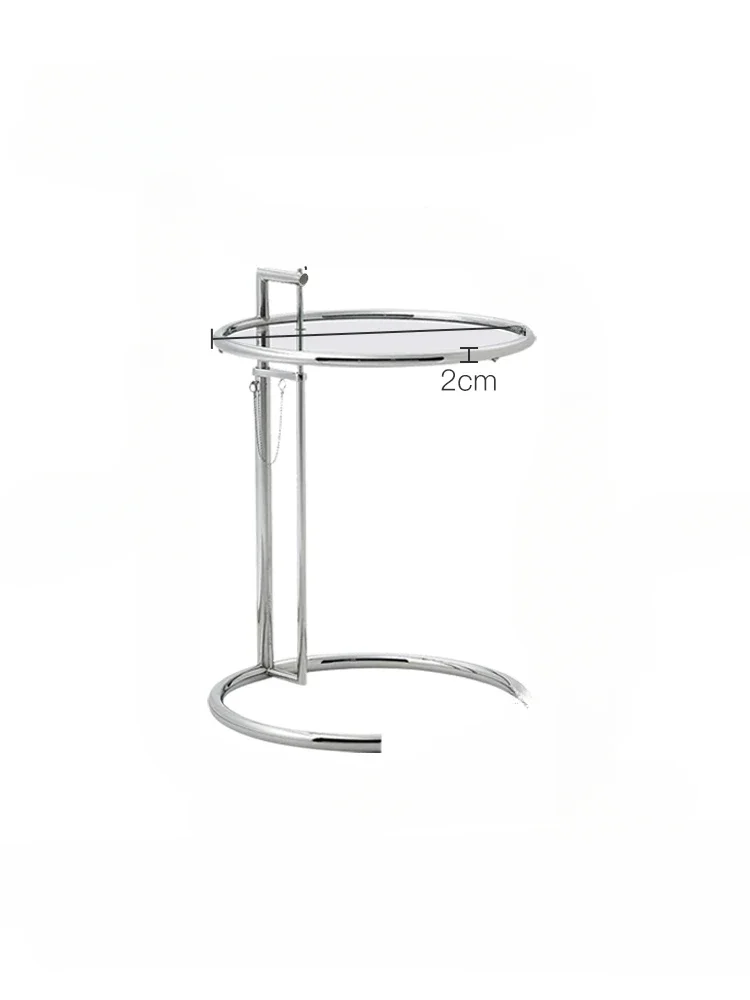 

Medieval stainless steel lifting coffee table glass edge a few luxury simple small transparent coffee table.
