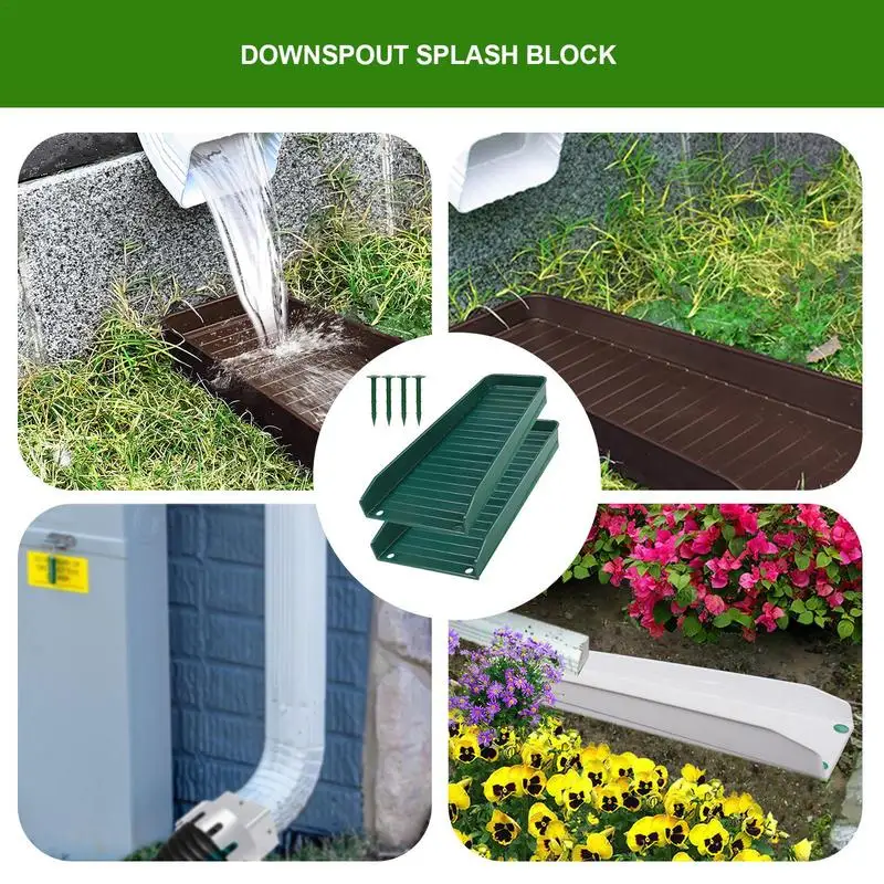 Gutter Splash Guards Down Spout Extender Rain Gutter Tray Guard Prevent Soil Erosion 2pcs With Nails For Ground Protection &